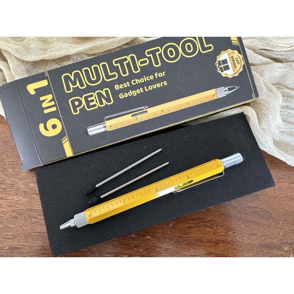 Pen Gifts for Men, Cool Gadgets 6 in 1 Multitool‎ Pen-Ruler Screwdriver 2 pack